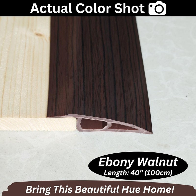Maxiroc 1/2" to 3/5" Height Threshold Ramp - Rubber Threshold, Floor Transition Strip, Door Strip, Wheelchair Ramp, Carpet to Tile Strip (Ebony Walnut, 40 inches) - Image 4